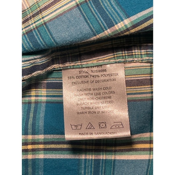 Levi's Men's Western Blue Plaid Short Sleeve Button Sown Shirt - XL - Picture 5 of 5